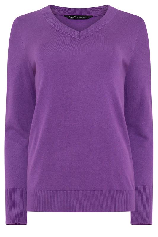 M&Co Purple V-Neck Long Sleeve Jumper | M&Co 5
