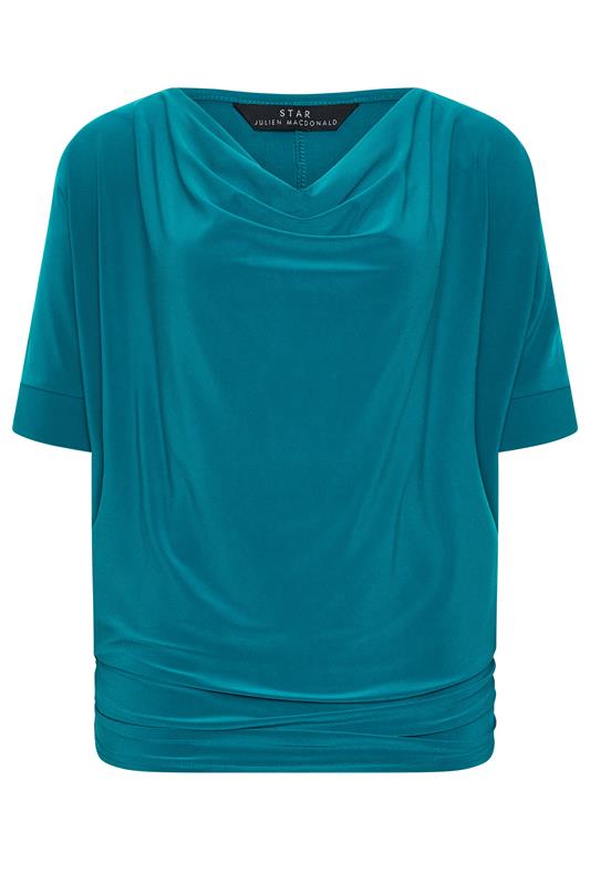  STAR Teal Green Cowl Neck Top