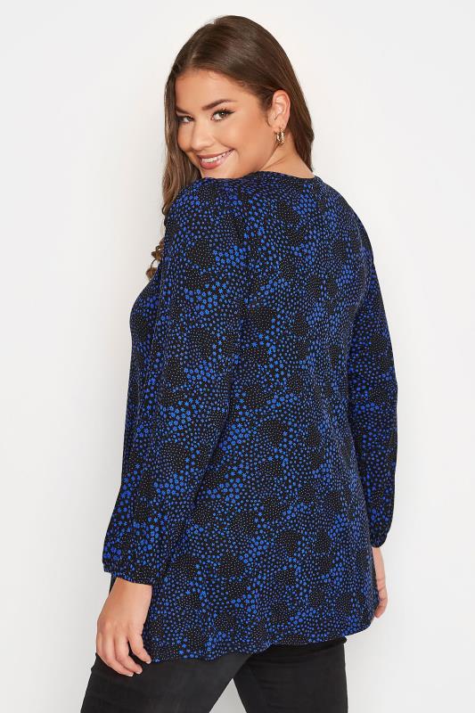 Plus Size Navy Blue & Black Floral Top | Yours Clothing  3