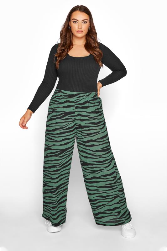 Green Zebra Wide Leg Trousers 