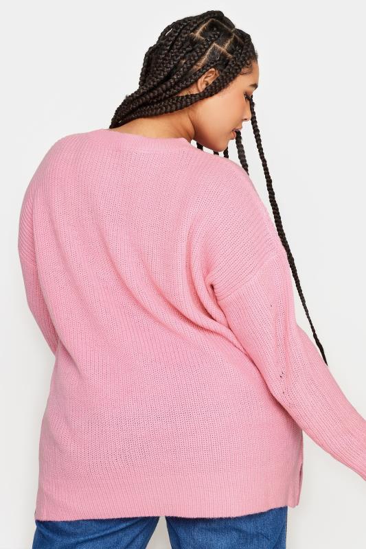 YOURS Curve Plus Size Pink Drop Shoulder Jumper | Yours Clothing  3
