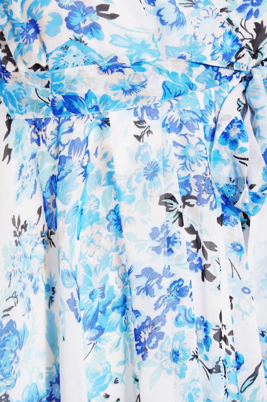 YOURS LONDON Plus Size Blue Floral Hanky Hem Dress | Yours Clothing 5