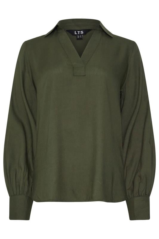 LTS Tall Olive Green Open Collar Shirt | Long Tall Sally 5