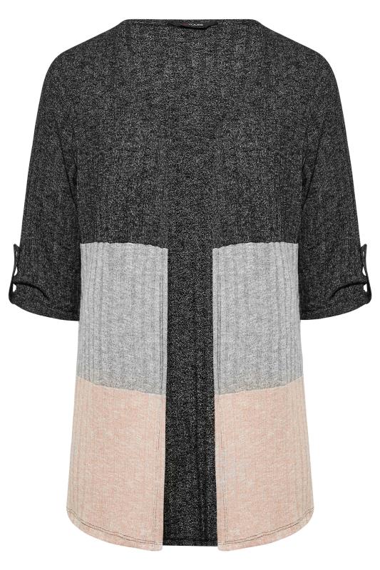 Plus Size Grey Colour Block Cardigan | Yours Clothing  6