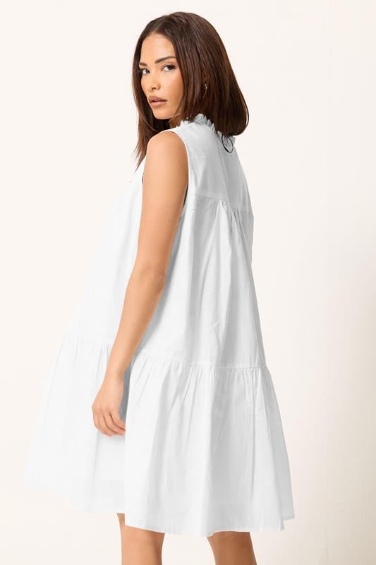 PixieGirl Petite Women's White Tiered Cotton Smock Mini Dress | PixieGirl 2
