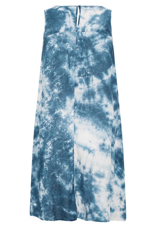 YOURS Plus Size Curve Dark Blue Tie Dye Print Swing Dress| Yours Clothing  7