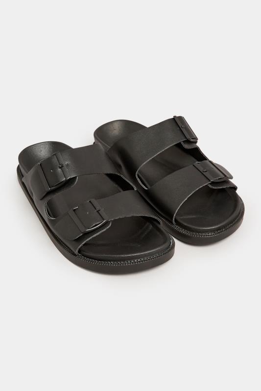PixieGirl Black Two Buckle Sandals In Standard Fit | PixieGirl  2