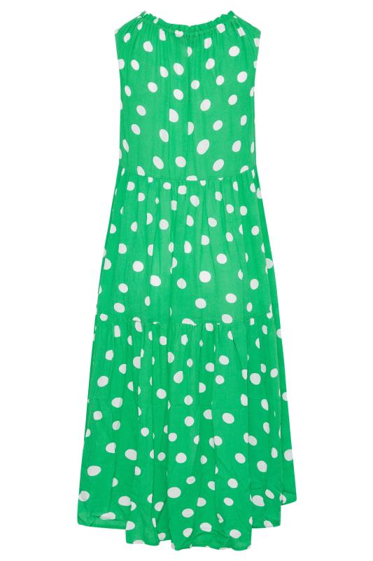 Curve Green Spot Print Sleeveless Crinkle Dress 7