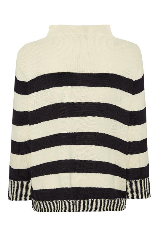YOURS Plus Size White & Black Stripe Turtle Neck Knitted Jumper | Yours Clothing  9