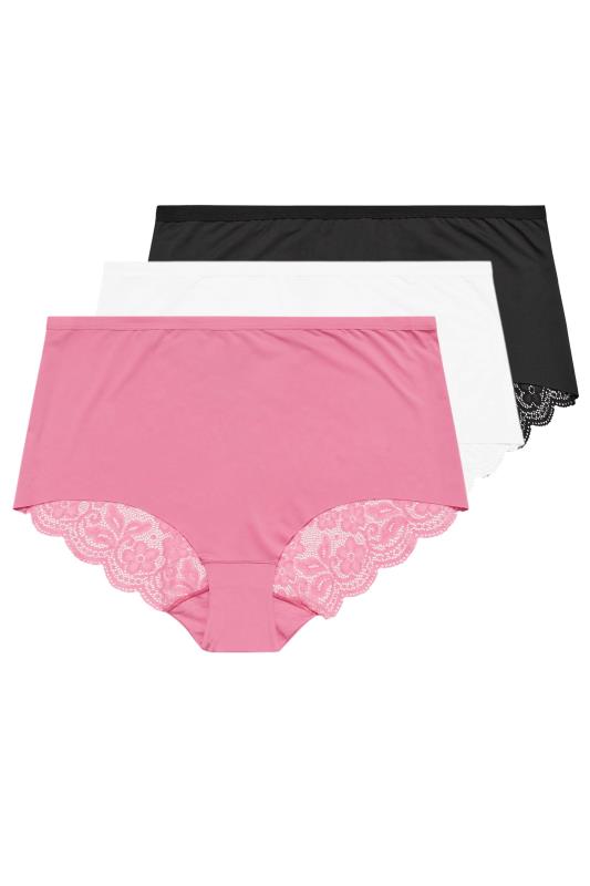 YOURS 3 PACK Curve Pink Lace Full Briefs | Yours Clothing 4