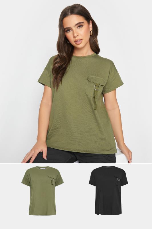Petite  PixieGirl 2 PACK Black & Khaki Green Utility T-Shirts
