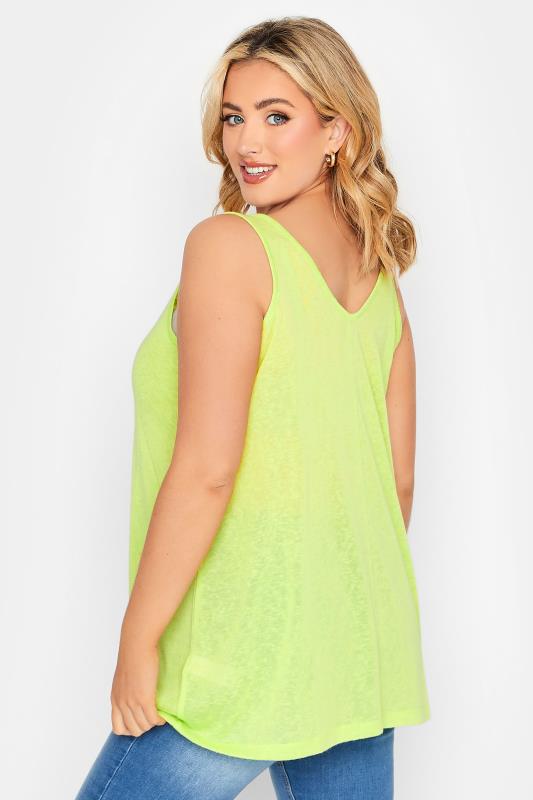 YOURS Curve Plus Size Lime Green Linen Look Vest Top | Yours Clothing  3