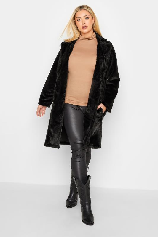 YOURS Plus Size Curve Black Faux Fur Coat | Yours Clothing  2
