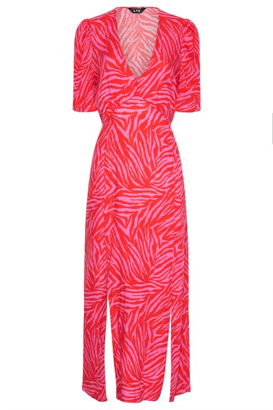 LTS Tall Bright Pink Zebra Print Tea Dress 6