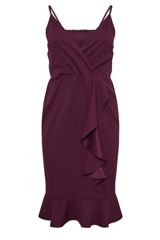 YOURS LONDON Plus Size Purple Ruffle Wrap Dress | Yours Clothing 5