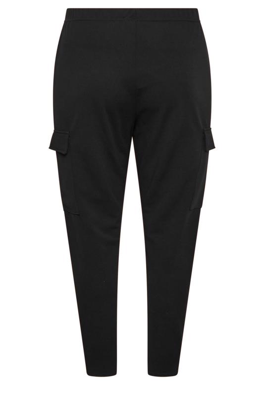YOURS Curve Plus Size Black Tailored Scuba Cargo Trousers | Yours Clothing  5