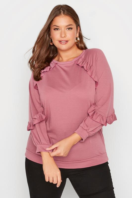 LIMITED COLLECTION Curve Pink Frill Sleeve Top 3