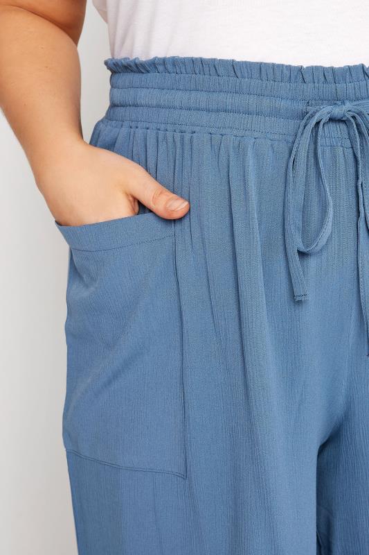 Plus Size Blue Crinkle Culottes | Yours Clothing 3