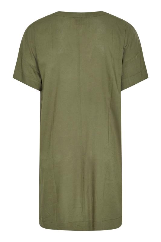 LIMITED COLLECTION Khaki Notch Neck Summer Throw On Dress | Yours Clothing 8