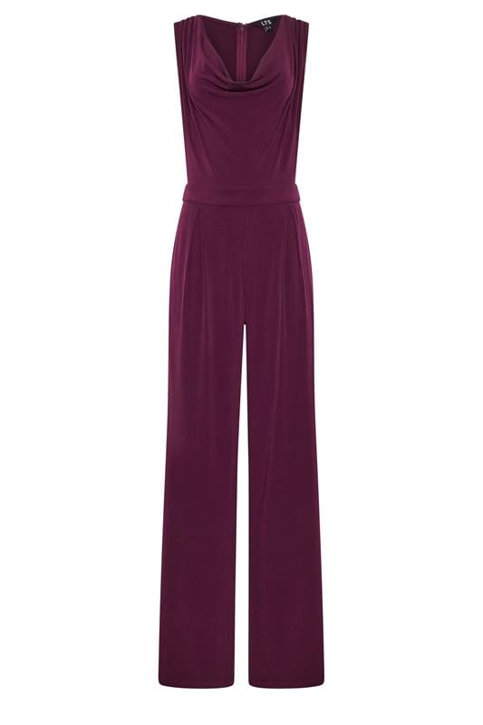 LTS Tall Women's Plum Purple Cowl Neck Wide Leg Jumpsuit | Long Tall Sally 5