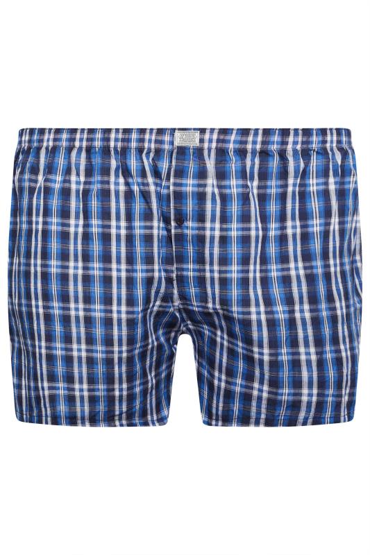 D555 Big & Tall 2 PACK Blue & Red Check Print Boxers | BadRhino 8