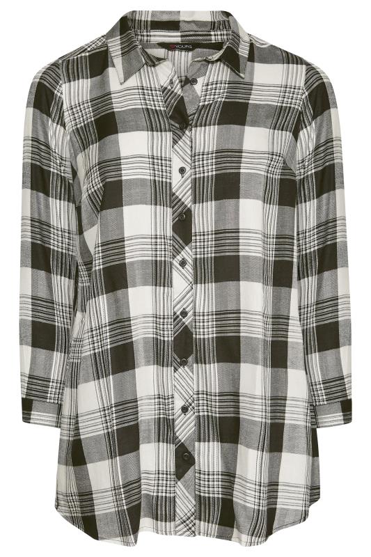 Plus Size Black & White Check Print Boyfriend Shirt | Yours Clothing 6