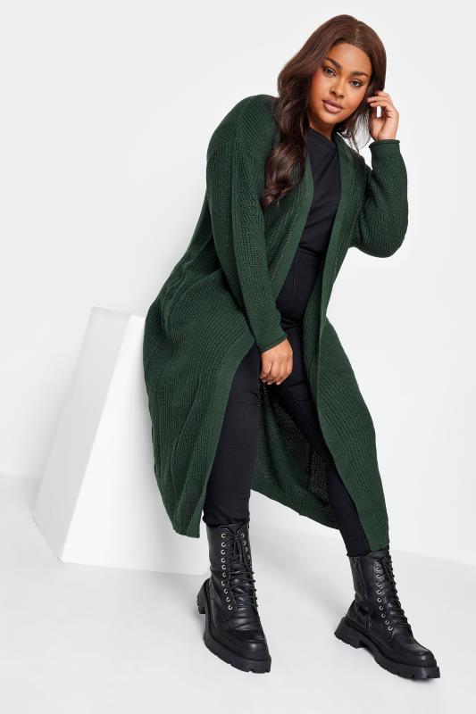 YOURS Plus Size Forest Green Longline Cardigan | Yours Clothing 2