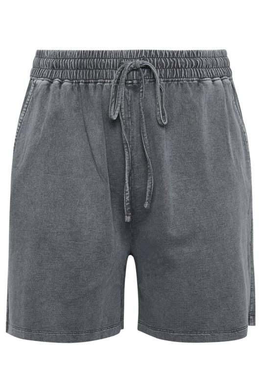 LIMITED COLLECTION Plus Size Grey Acid Wash Jogger Shorts | Yours Clothing 5