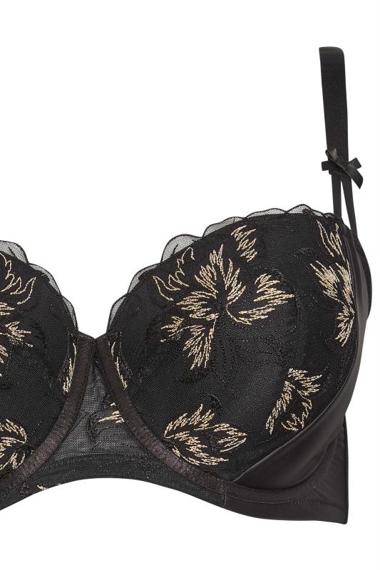 YOURS Plus Size Black Lace Embroidered Padded Balcony Bra | Yours Clothing 8