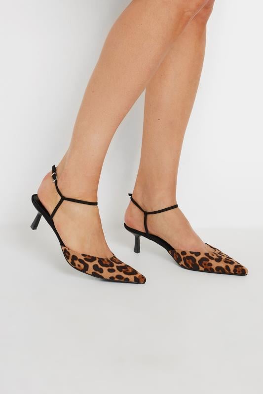  Grande Taille LTS Brown Leopard Print Ankle Strap Kitten Heels In Standard Fit