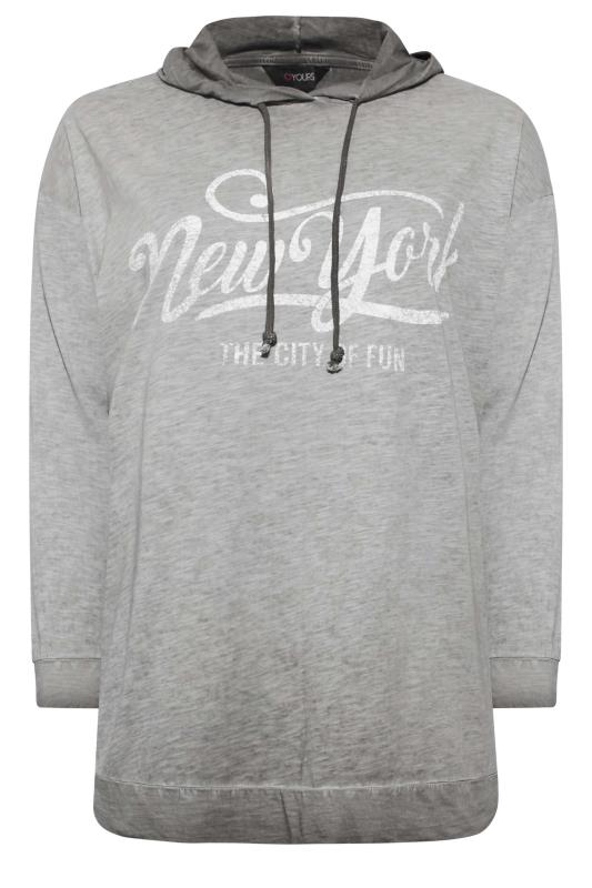 Curve Plus-Size Grey 'New York' Slogan Hoodie | Yours Clothing 6