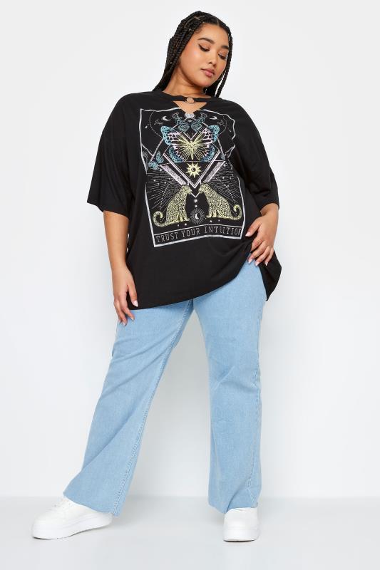 YOURS Plus Size Black Cheetah Printed T-Shirt | Yours Curve 2