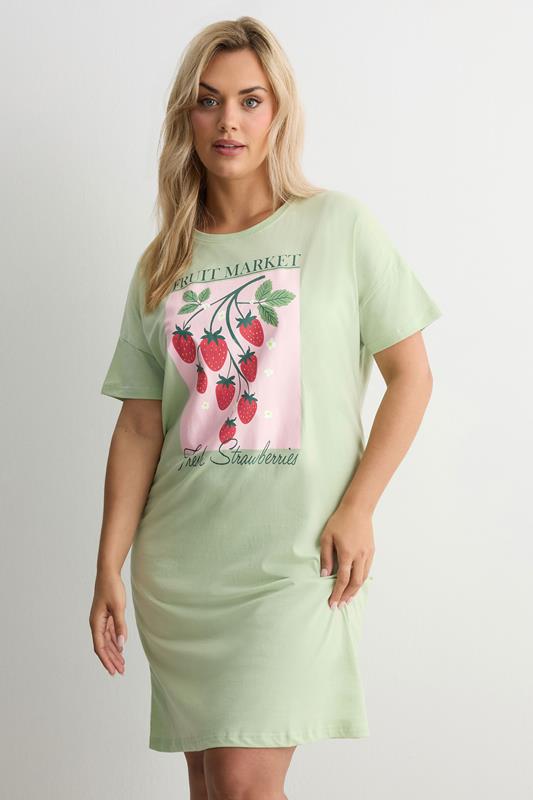  YOURS groen 'Fruit Market' slaapshirt nachthemd