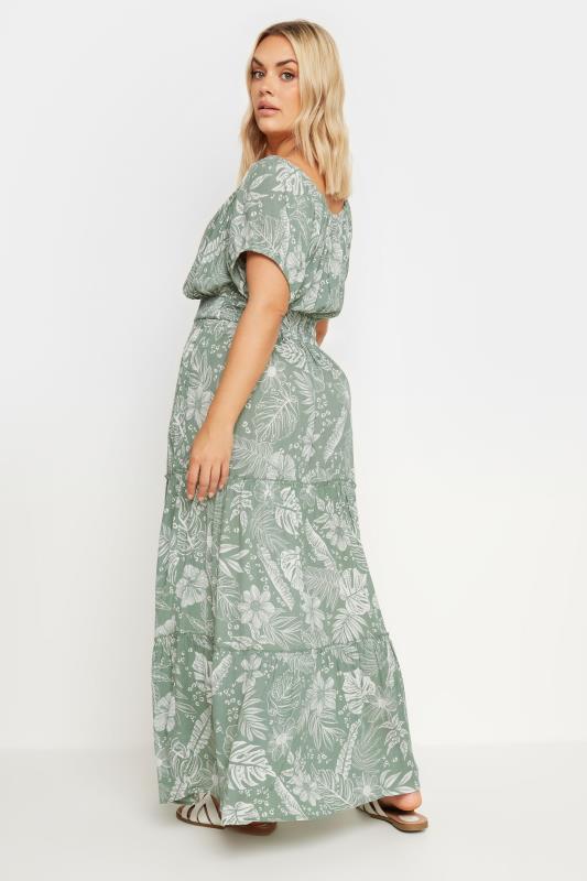 YOURS Plus Size Green Floral Print Tie Front Maxi Dress | Yours Clothing 4