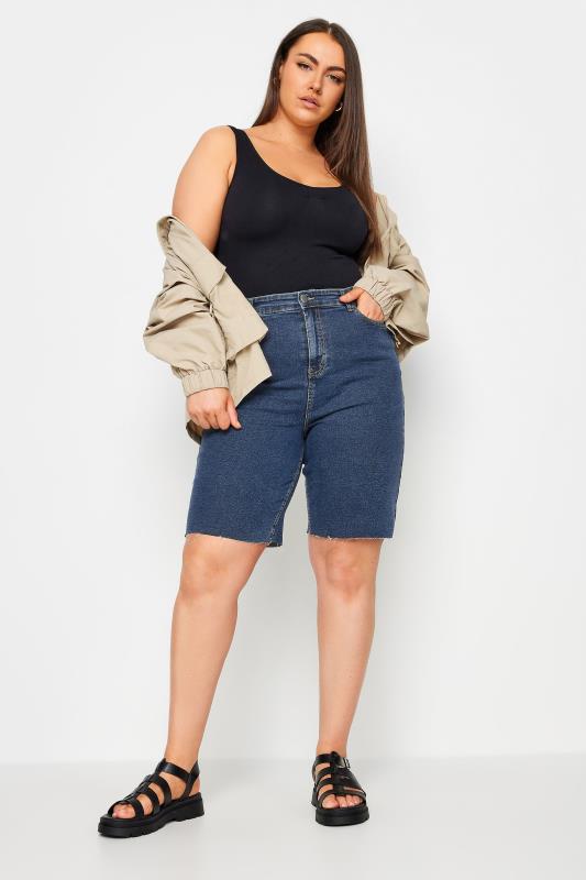 YOURS Curve Plus Size Dark Blue Dad Shorts | Yours Clothing  2