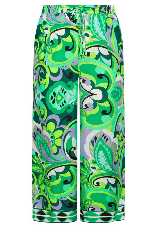 LIMITED COLLECTION Curve Plus Size Green Abstract Print Wide Leg Trousers | Yours Clothing  5