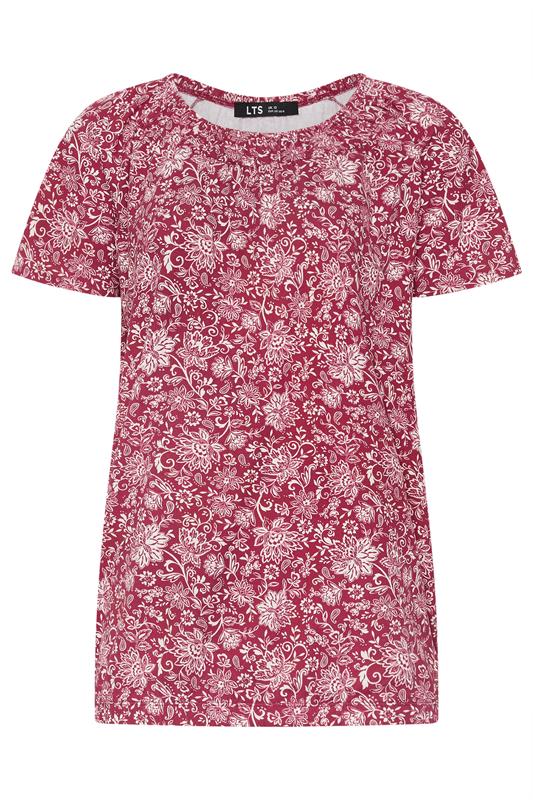 LTS Tall Women's Red Paisley Print Bubble Hem T-Shirt | Long Tall Sally 5