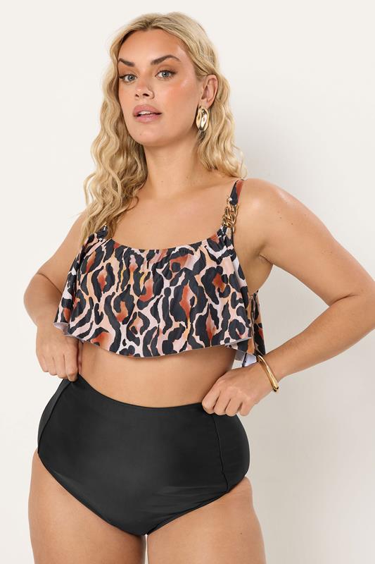 Plus Size Black Super High Waisted Tummy Control Bikini Briefs | Yours Clothing 1