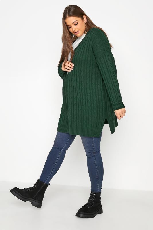Forest Green Cable Knitted Cardigan_B.jpg