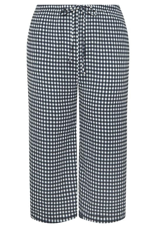 YOURS Plus Size Navy Blue Gingham Culottes | Yours Clothing 5
