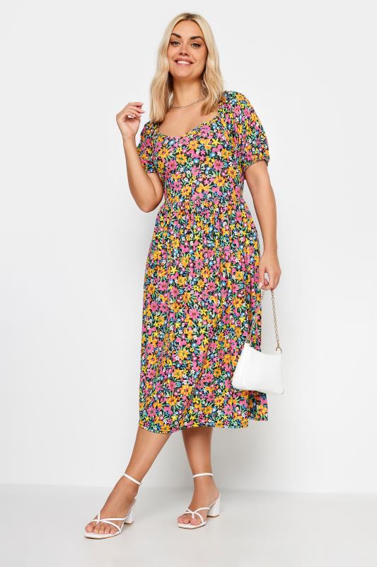 LIMITED COLLECTION Curve Plus Size Yellow Floral Midaxi Dress | Yours Clothing  2