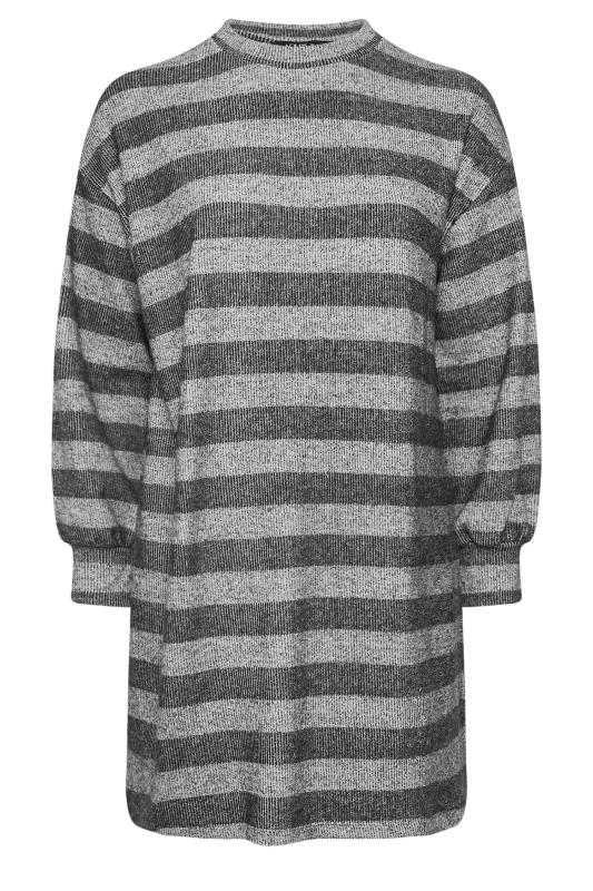 YOURS Plus Size Grey Stripe Soft Touch Jumper | Yours Clothing 5