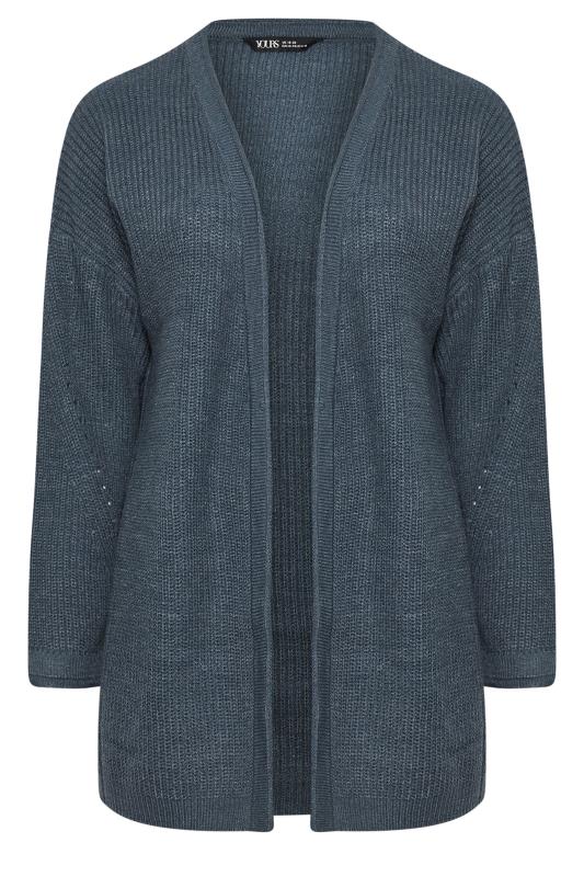 YOURS Plus Size Blue Open Front Knitted Cardigan | Yours Clothing 6