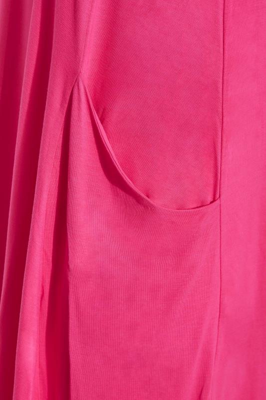 Curve Hot Pink Sleeveless Drape Pocket Midi Dress 5