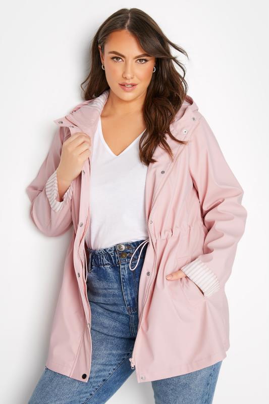 Plus Size Light Pink Raincoat | Yours Clothing  1