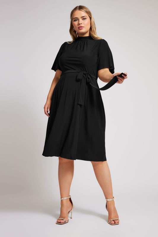 Black skater dress plus best sale