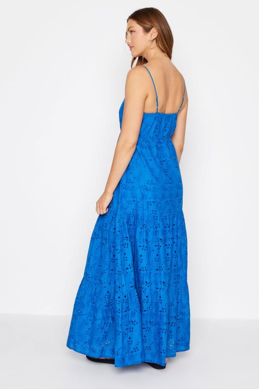 LTS Tall Women's Blue Broderie Anglaise Tiered Maxi Dress | Long Tall Sally  3
