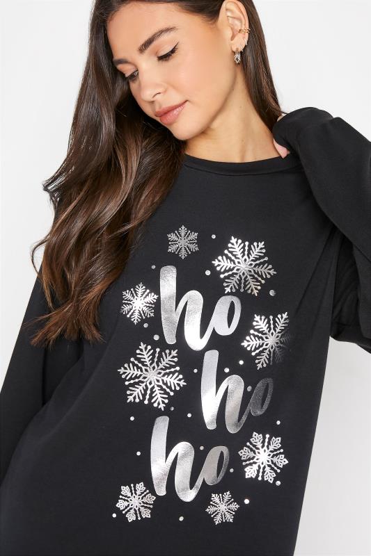 LTS Black 'Ho Ho Ho' Metallic Slogan Christmas Sweatshirt_D.jpg