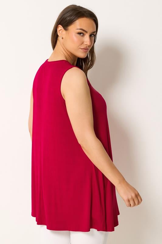 YOURS Plus Size Red Pleat Front Vest Top | Yours Clothing 2