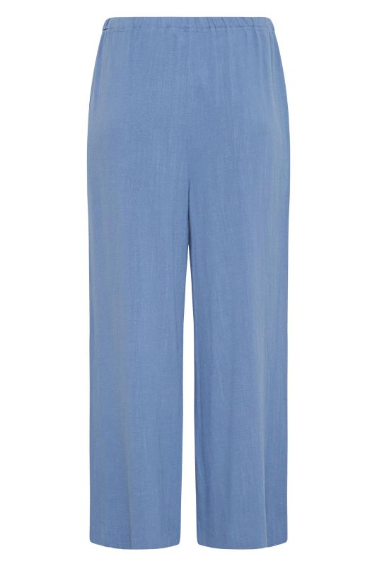 LTS Tall Women's Blue Linen Blend Cropped Trousers | Long Tall Sally  5